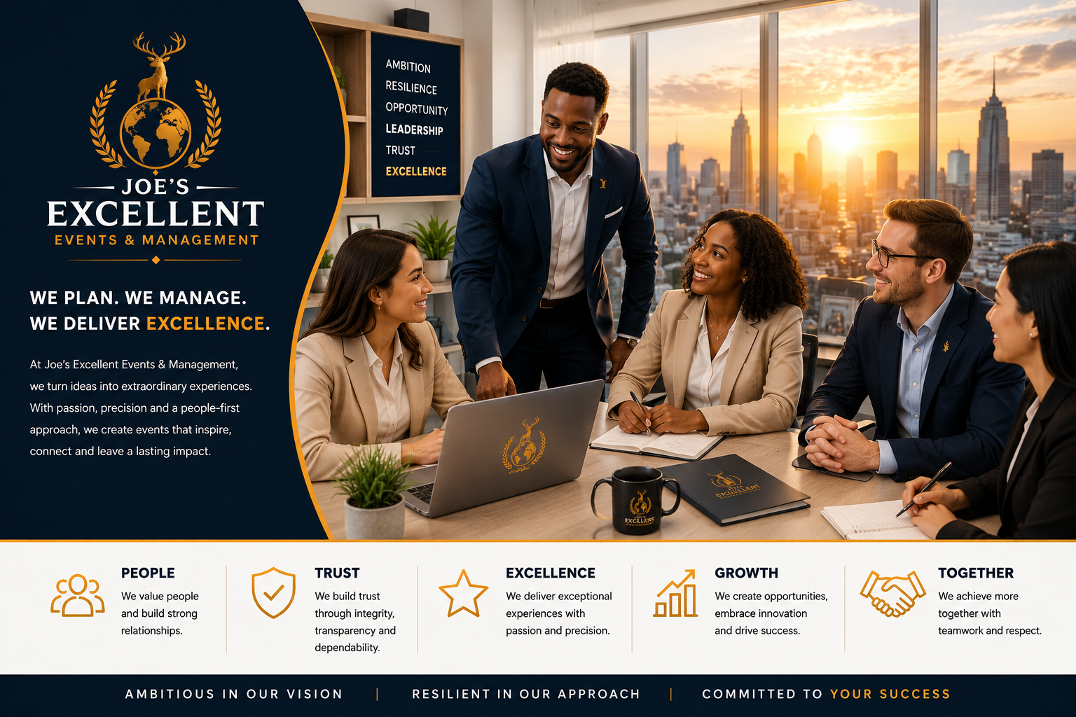 Professional team at Joe's Excellent Events and Management